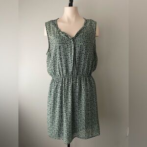 GAP Floral Boho Sleeveless Neck Tie Midi Dress Cottagecore Romantic Green XL